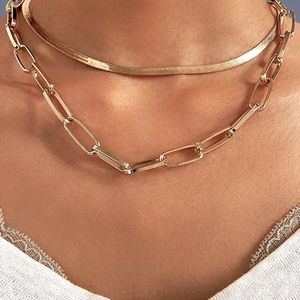 Gold Layered Chain Link Necklace